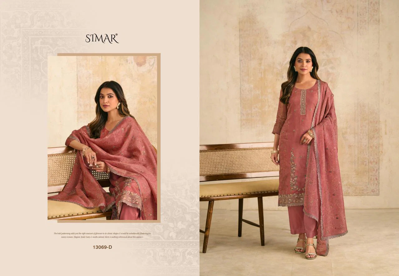 Glossy Simar Siraa Organza With Embroidery Work Salwar Kameez