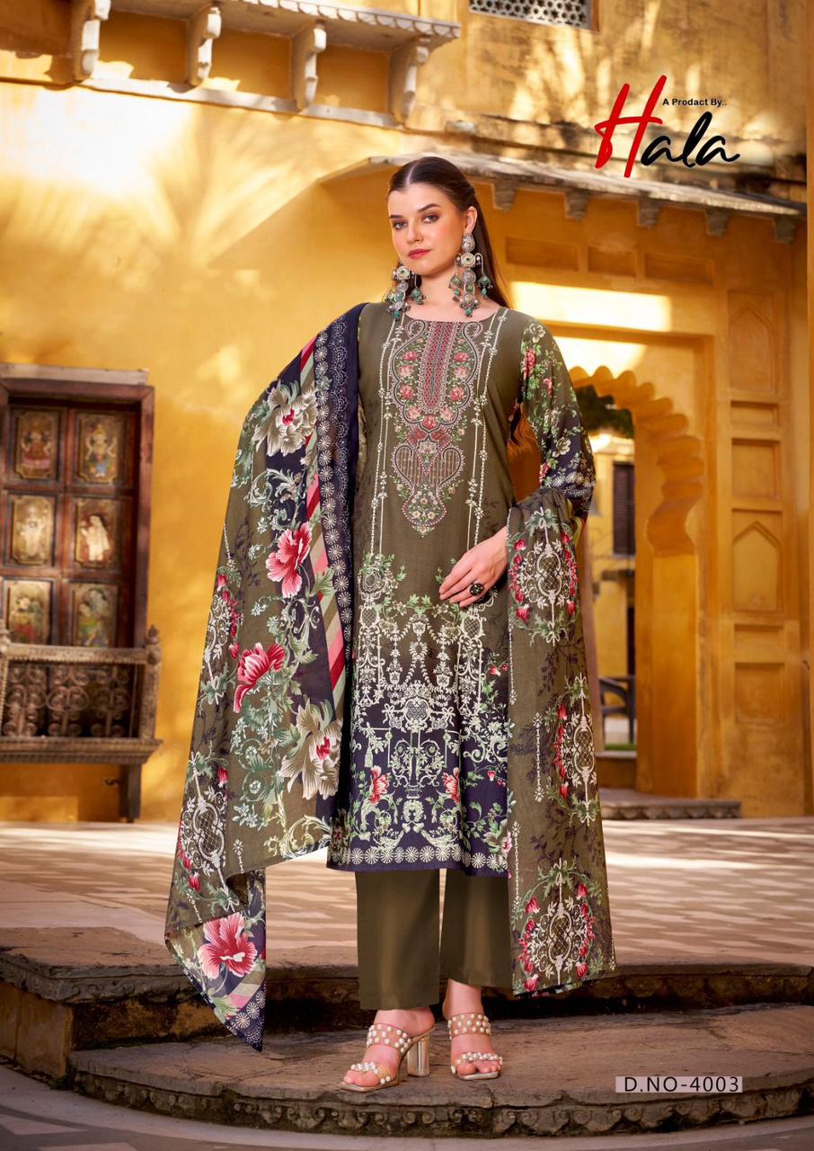 Hala Aayat Vol 4 Cotton Digital Printed Style With Heavy Embroidered Dress Material
