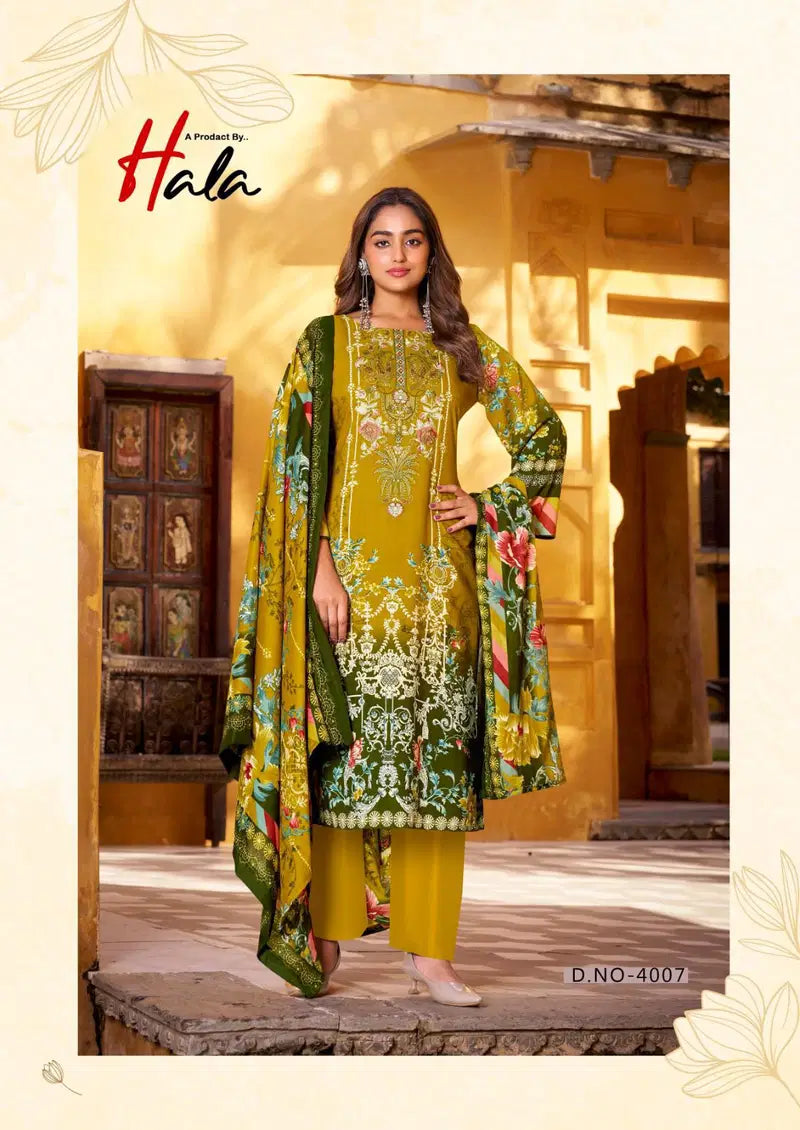 Hala Aayat Vol 4 Cotton Digital Printed Style With Heavy Embroidered Dress Material