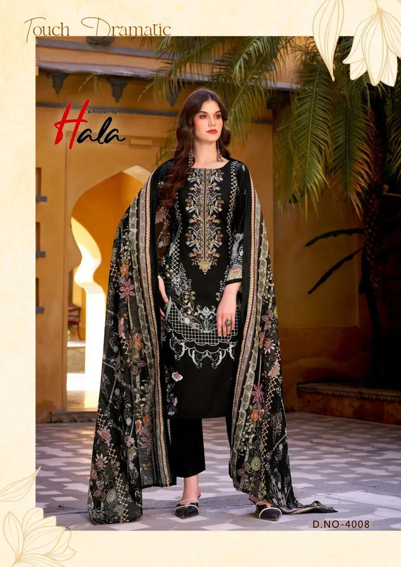 Hala Aayat Vol 4 Cotton Digital Printed Style With Heavy Embroidered Dress Material