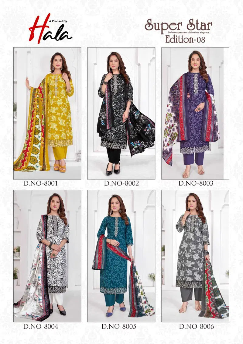 Hala Super Star Edition 8 Cotton Digital Dress Material