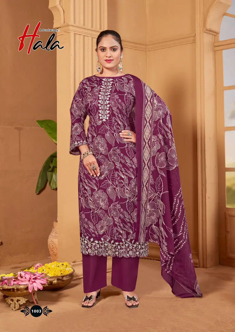 Hala Turkish Vol 1 Cotton Digital Print With Embroidered Dress Material
