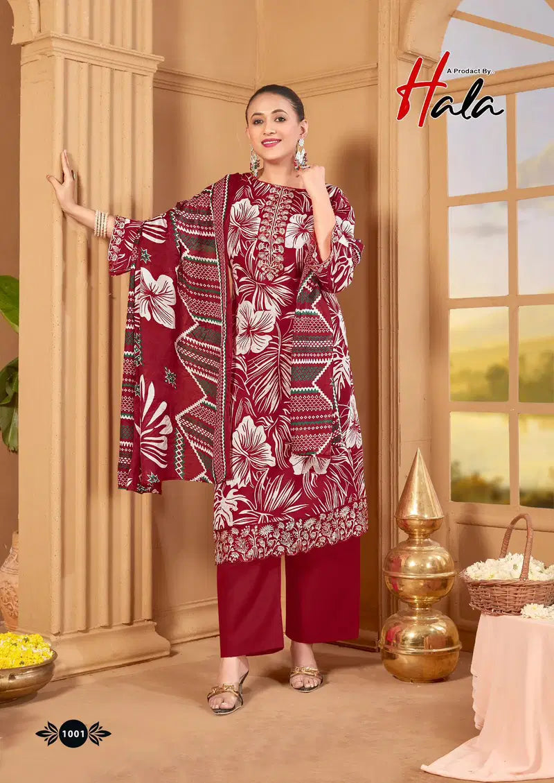 Hala Turkish Vol 1 Cotton Digital Print With Embroidered Dress Material