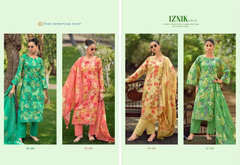 Hermitage Iznik Vol 2 Lawn Cotton Embroidered Dress Material