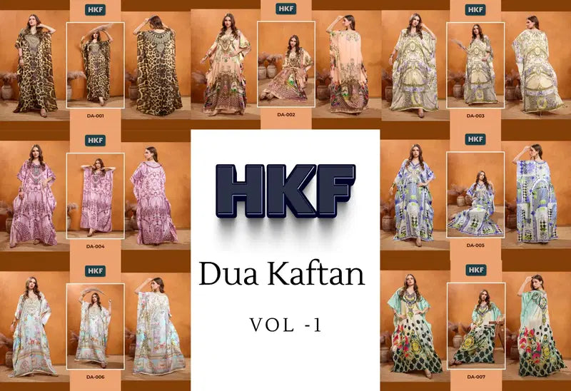 Hkf Dua Kaftan Vol 1 Soft Satin Printed Fancy Kaftan Collection