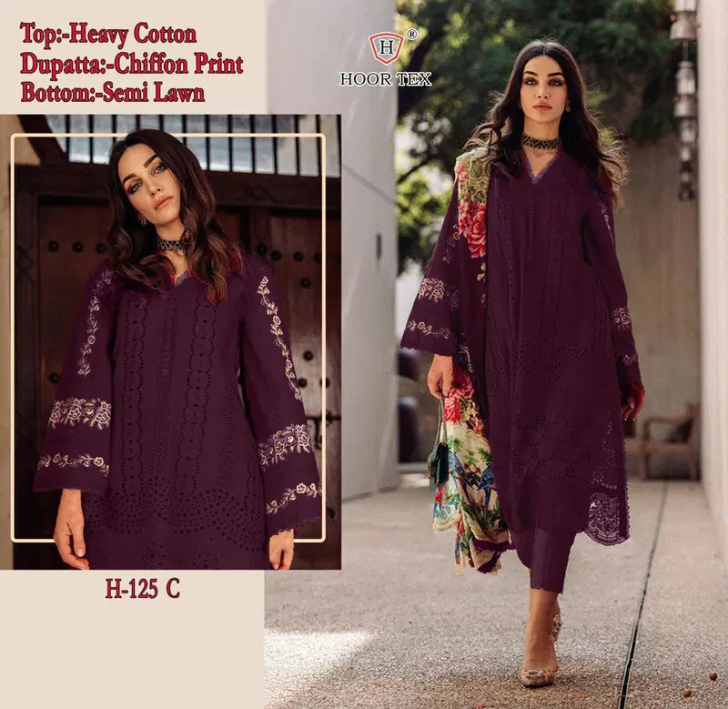 Hoor Tex 125 A And C Cotton Embroidered Salwar Kameez ₹ 1700