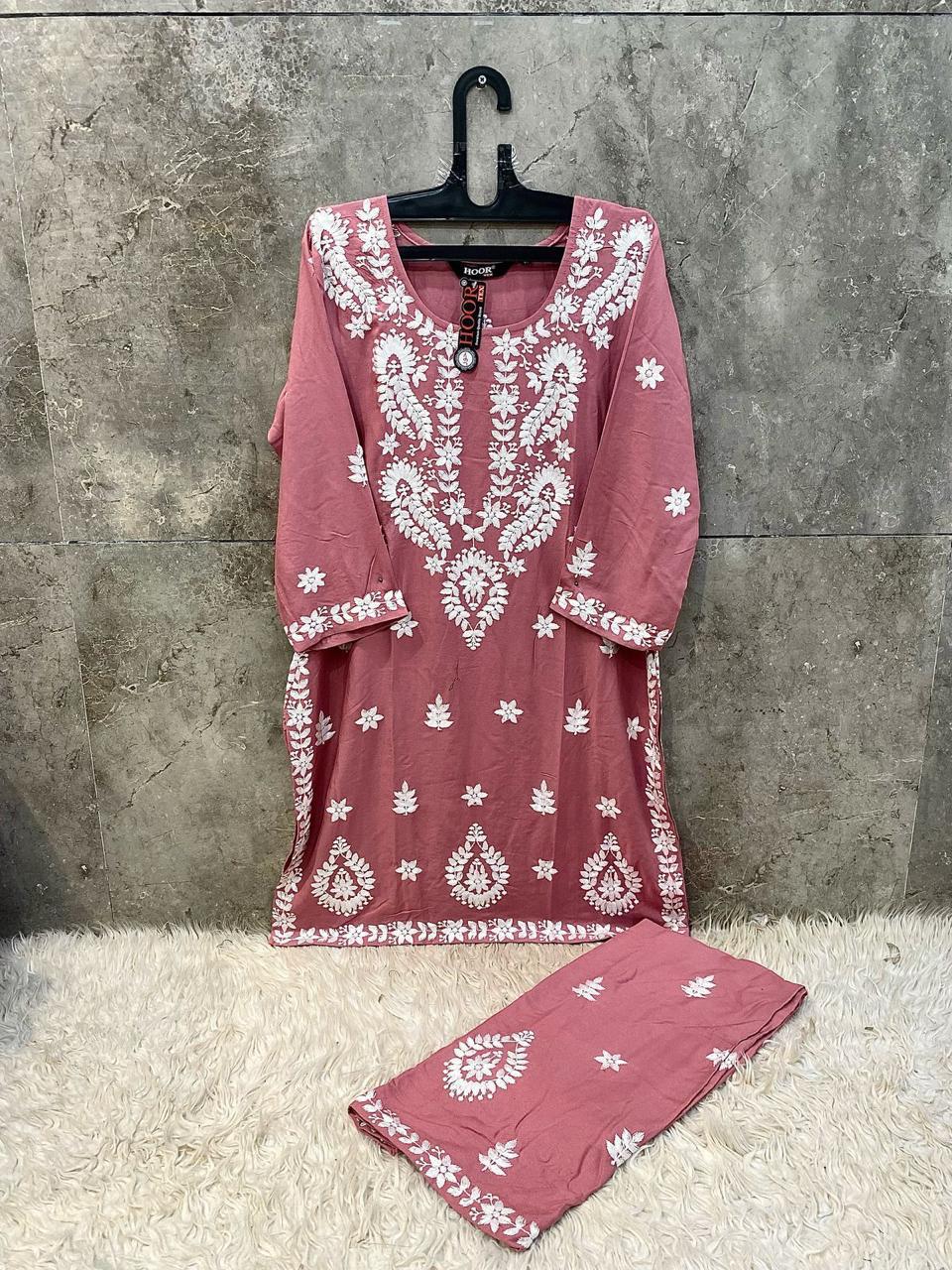 Hoor Tex 186 A To D Hevay Rayon With Embroidered Kurti With Bottom
