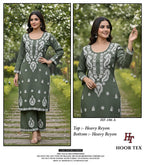 Hoor Tex 186 A To D Hevay Rayon With Embroidered Kurti With Bottom