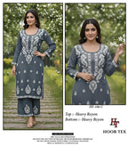 Hoor Tex 186 A To D Hevay Rayon With Embroidered Kurti With Bottom