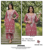 Hoor Tex 186 A To D Hevay Rayon With Embroidered Kurti With Bottom