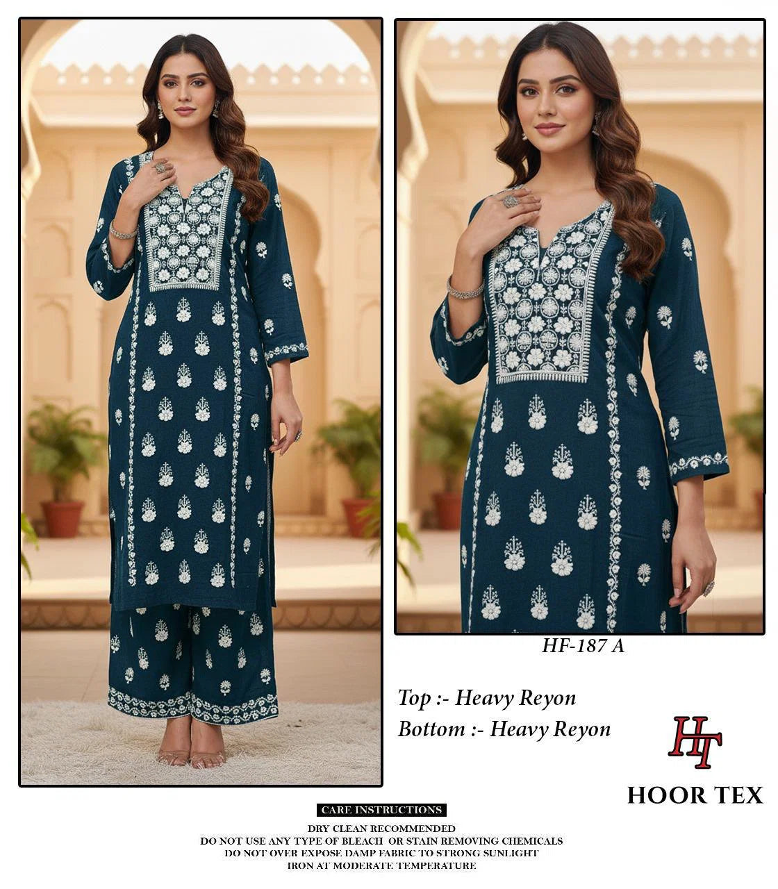 Hoor Tex 187 A To D Rayon With Embroidery Worked Salwar Kameez