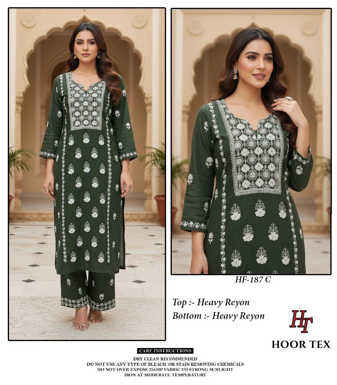 Hoor Tex 187 A To D Rayon With Embroidery Worked Salwar Kameez