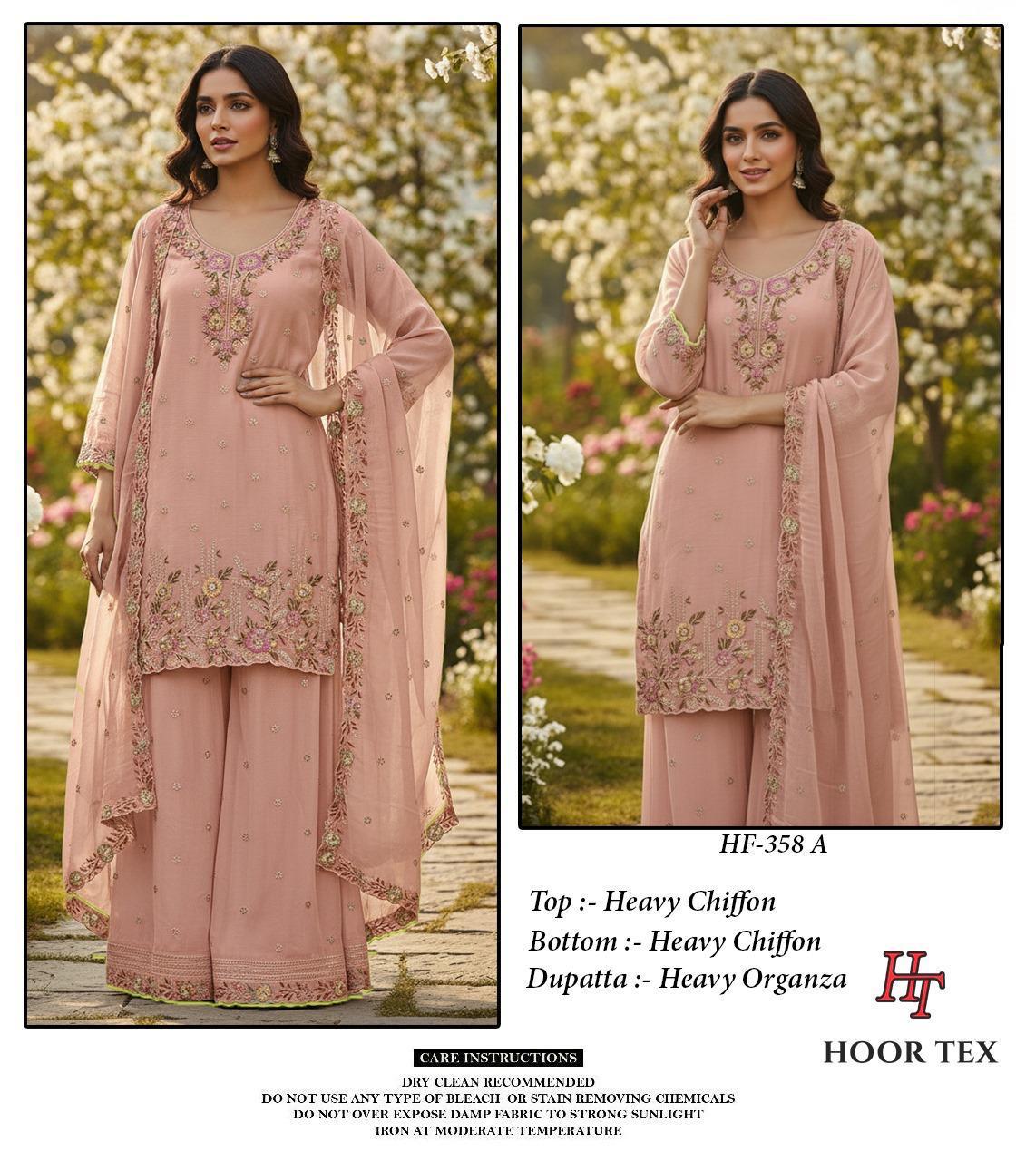 Hoor Tex 358 A To D Chiffon Embroidered Salwar Kameez Collection