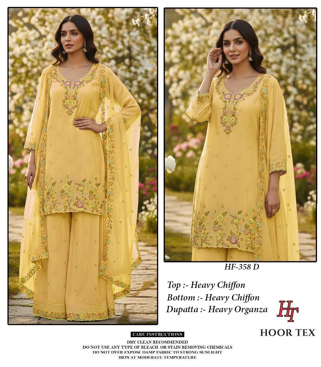 Hoor Tex 358 A To D Chiffon Embroidered Salwar Kameez Collection