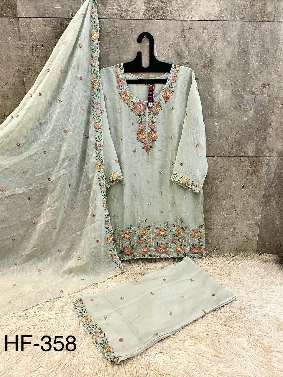 Hoor Tex 358 A To D Chiffon Embroidered Salwar Kameez Collection