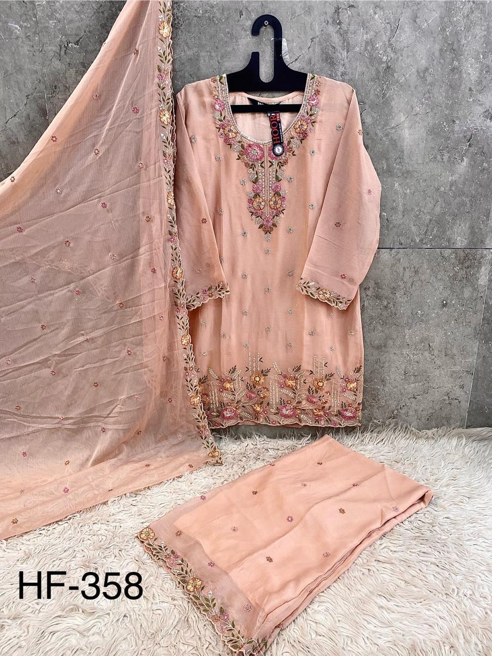Hoor Tex 358 A To D Chiffon Embroidered Salwar Kameez Collection
