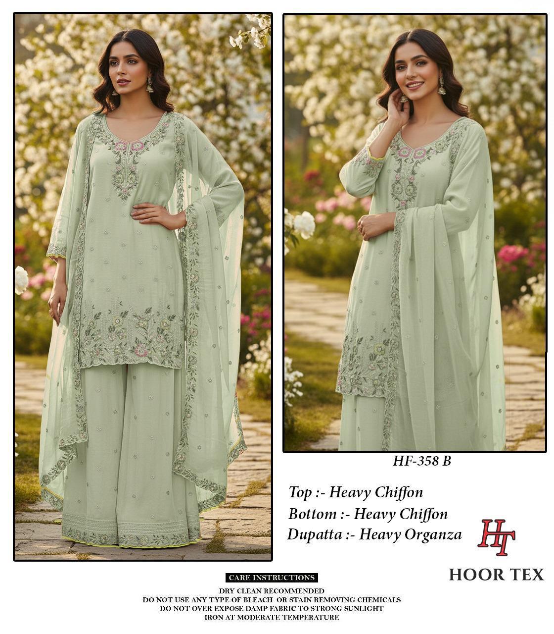 Hoor Tex 358 A To D Chiffon Embroidered Salwar Kameez Collection
