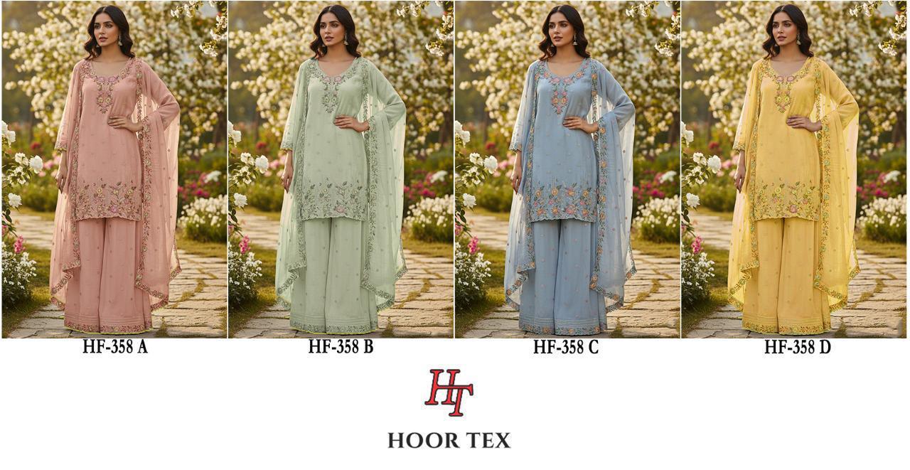 Hoor Tex 358 A To D Chiffon Embroidered Salwar Kameez Collection