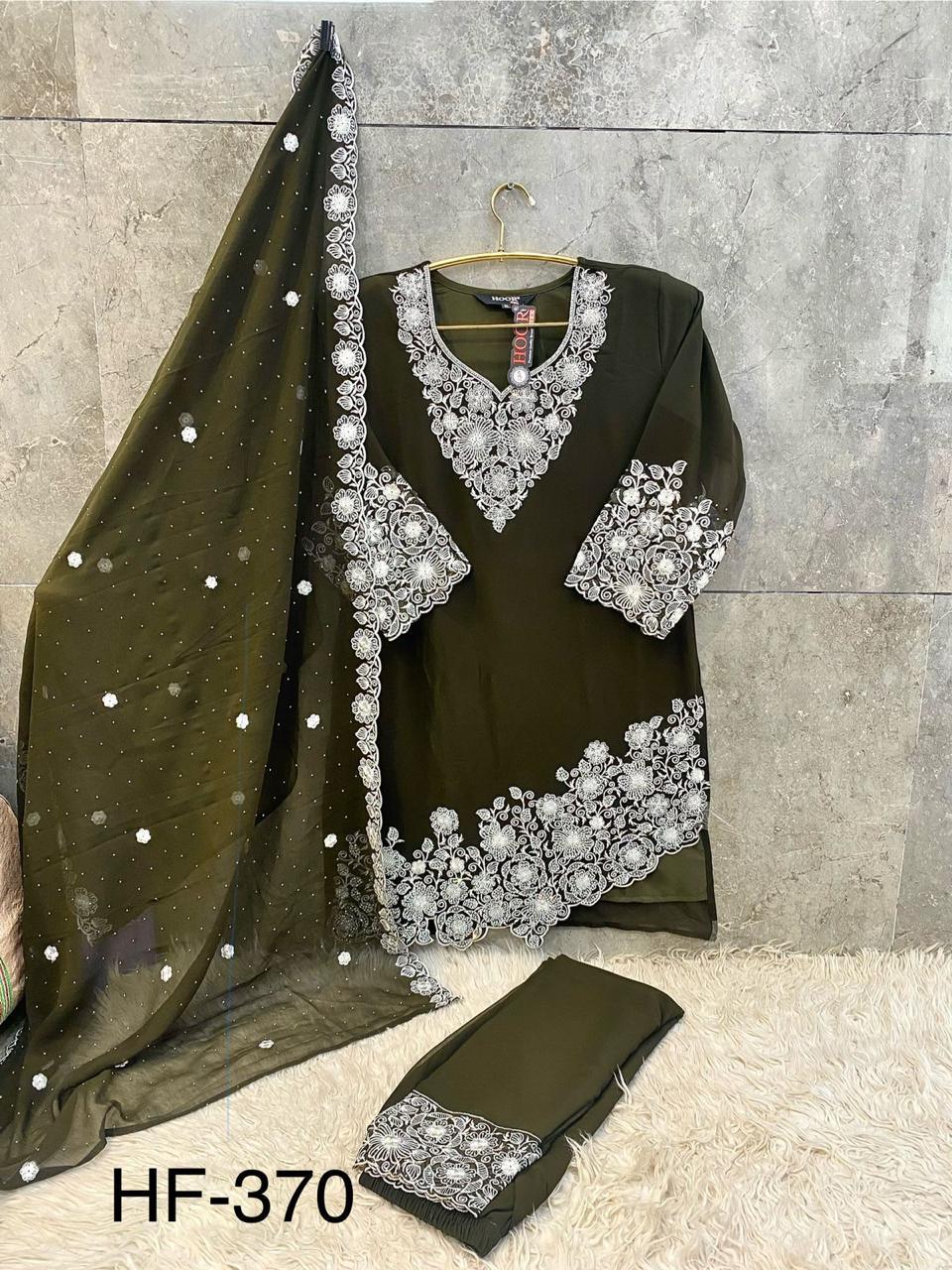 Hoor Tex 370 A To D Georgette With Zarkan Wokred Salwar Kameez