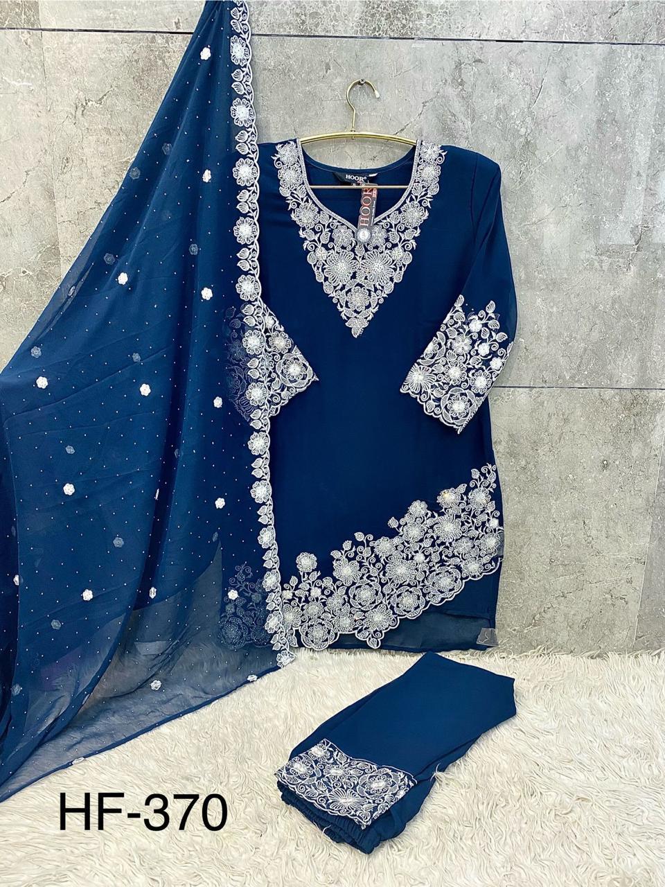 Hoor Tex 370 A To D Georgette With Zarkan Wokred Salwar Kameez