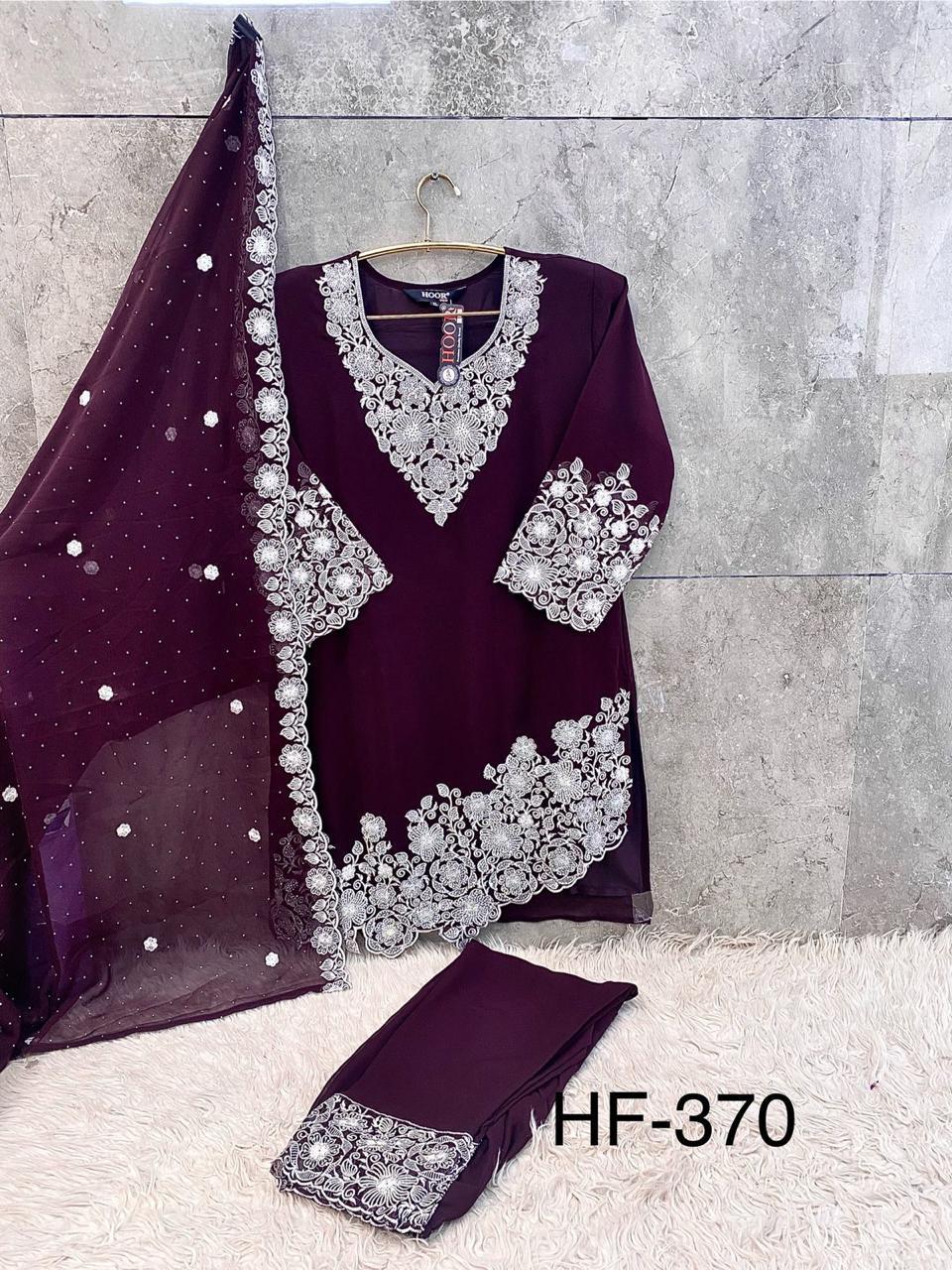 Hoor Tex 370 A To D Georgette With Zarkan Wokred Salwar Kameez