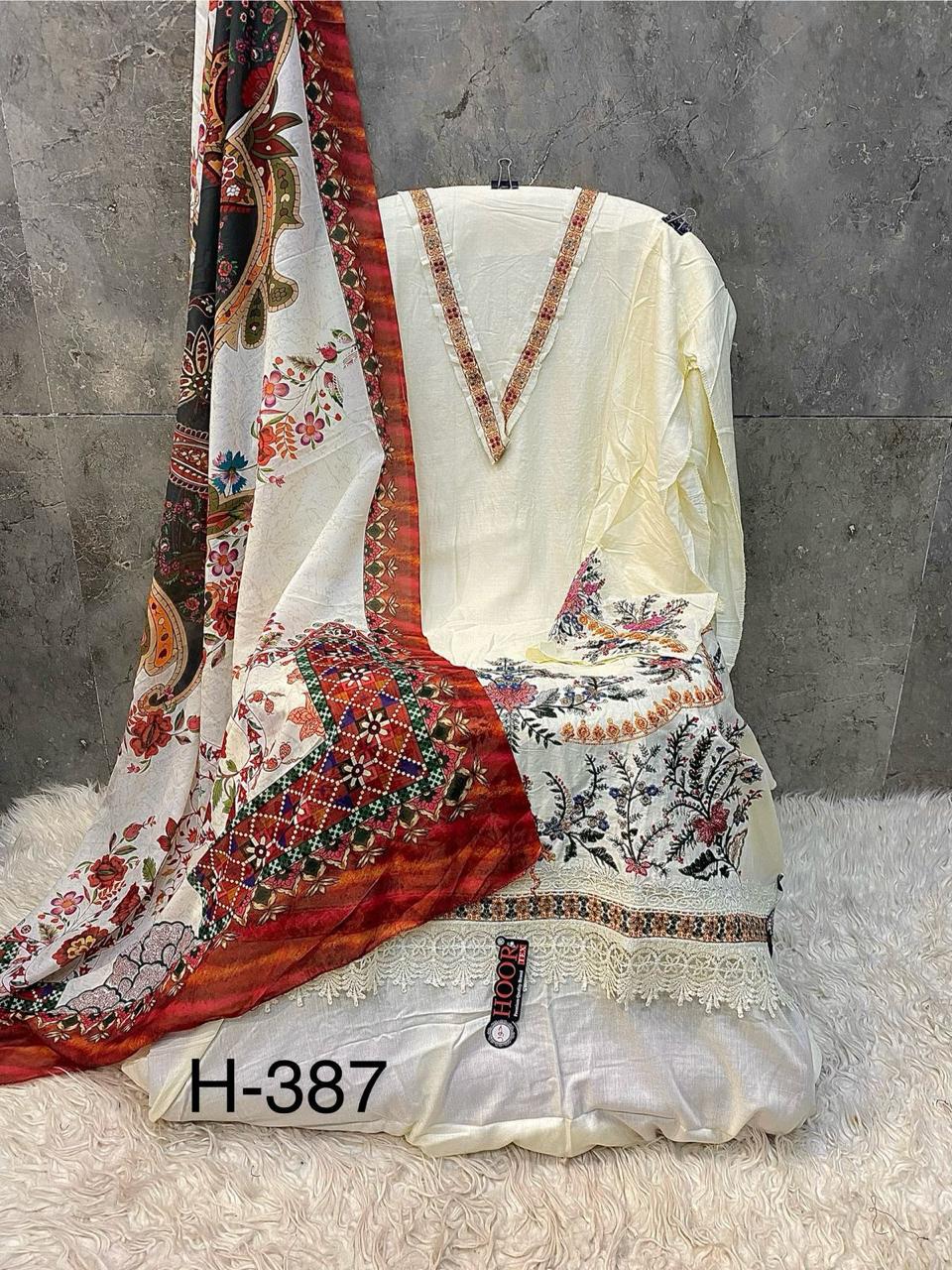Hoor Tex 387 A To D Rayon Embroidered Salwar Kameez Collection