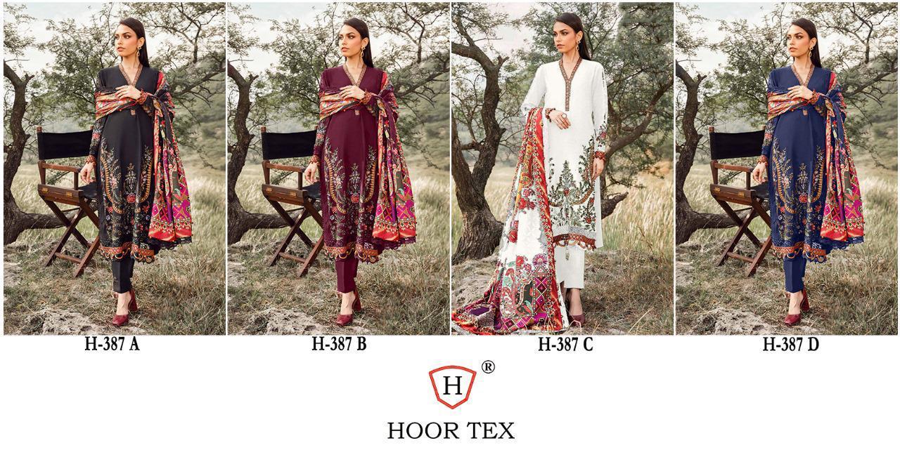 Hoor Tex 387 A To D Rayon Embroidered Salwar Kameez Collection