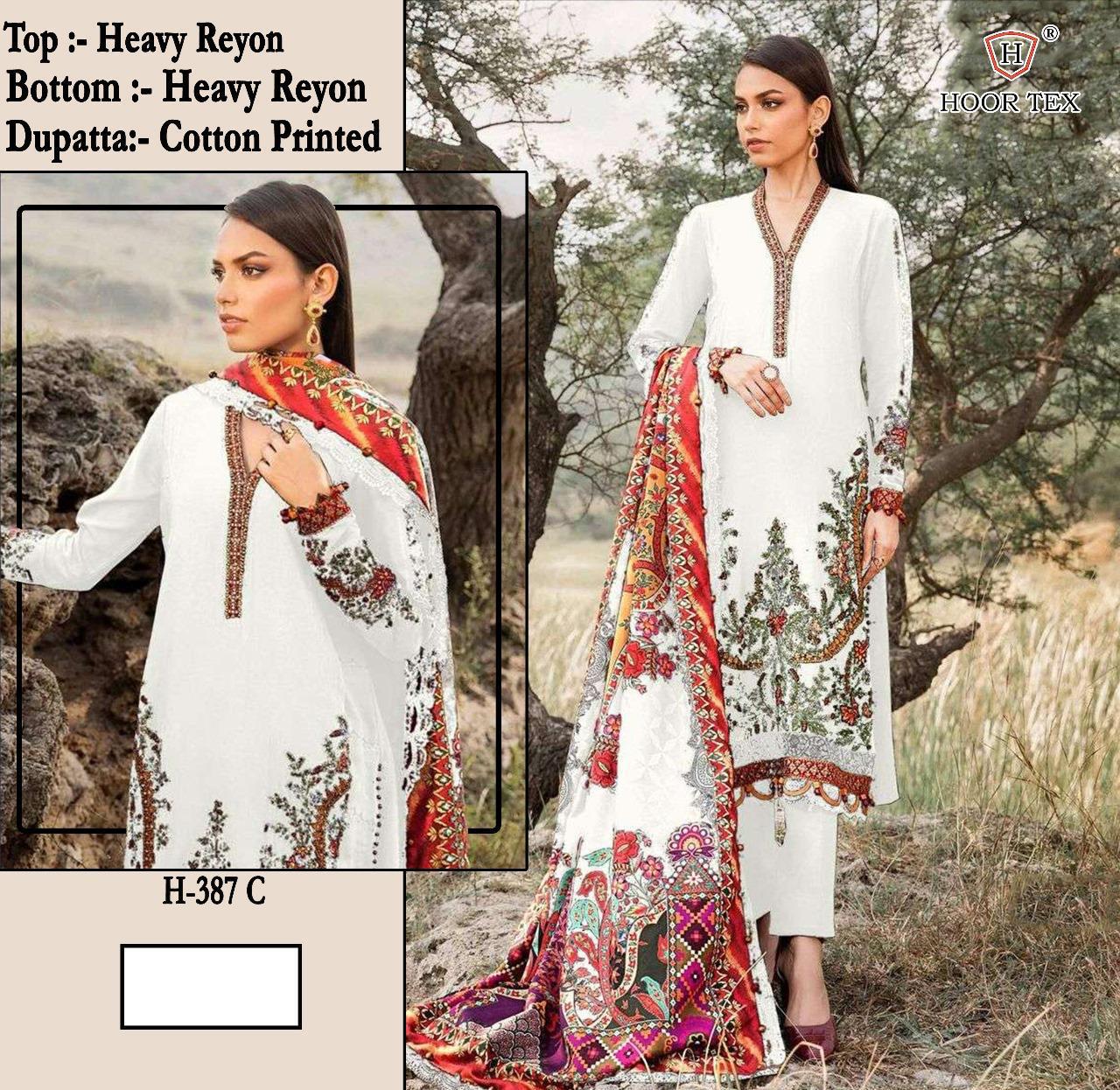 Hoor Tex 387 A To D Rayon Embroidered Salwar Kameez Collection