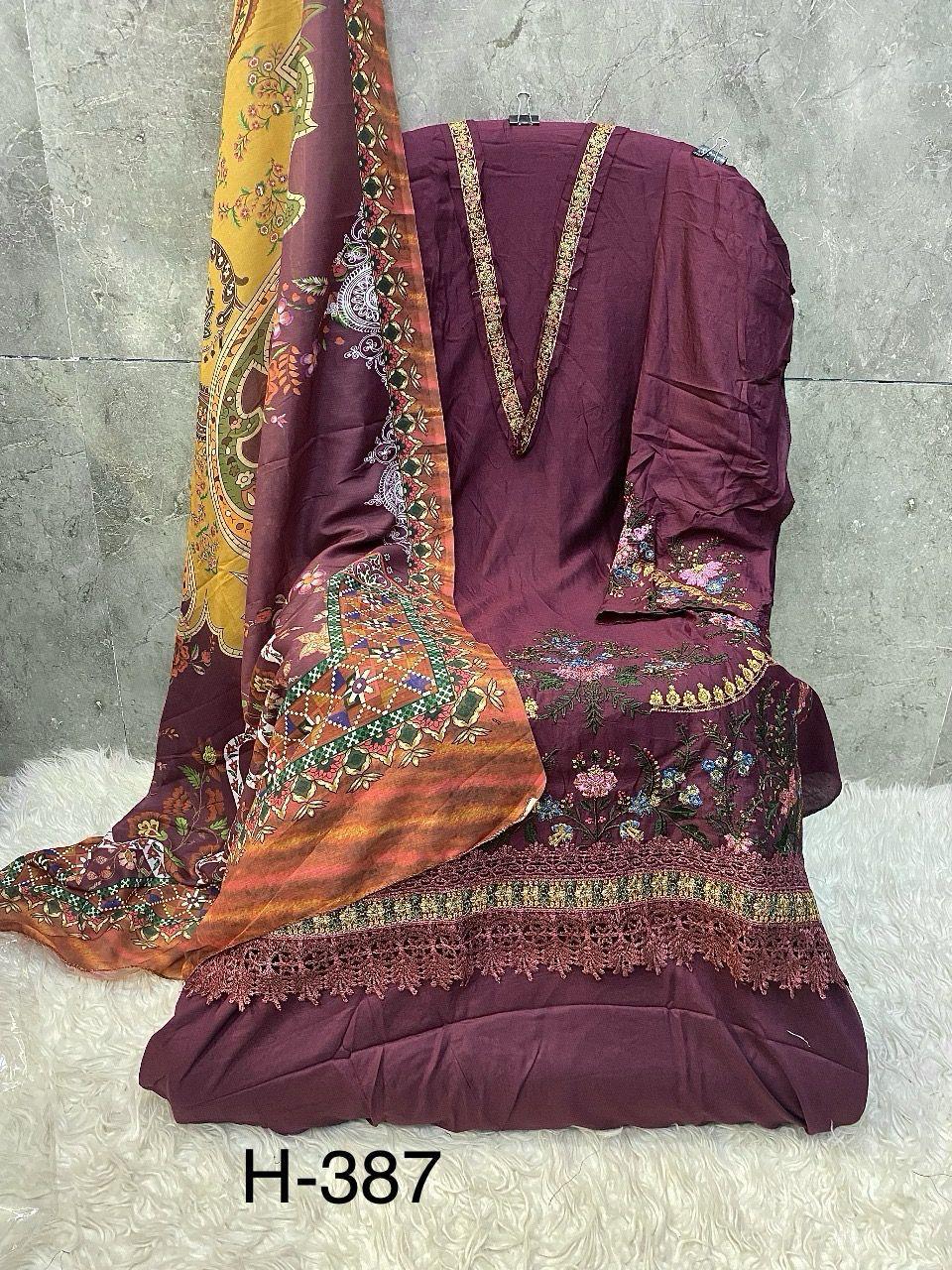Hoor Tex 387 A To D Rayon Embroidered Salwar Kameez Collection