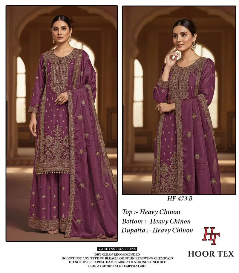 Hoor Tex 473 A To D Chinon Cut Worked Salwar Kameez