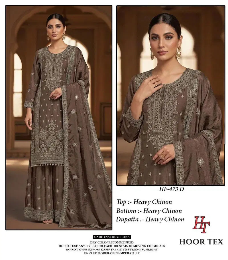 Hoor Tex 473 A To D Chinon Cut Worked Salwar Kameez