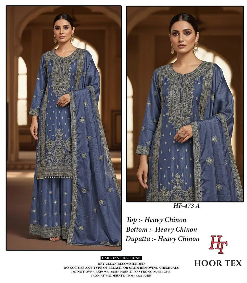 Hoor Tex 473 A To D Chinon Cut Worked Salwar Kameez