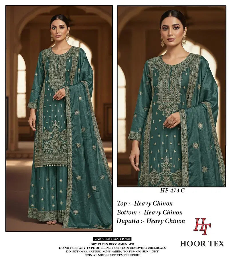 Hoor Tex 473 A To D Chinon Cut Worked Salwar Kameez