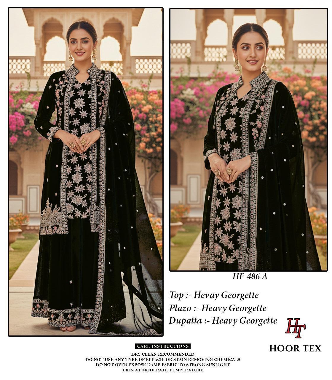 Hoor Tex 486 A To D Georgette With Zarkan Worked Salwar Kameez Collection