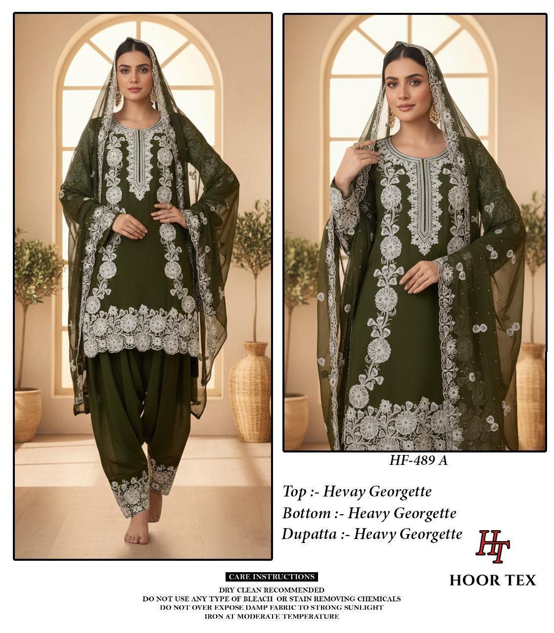 Hoor Tex 489 A To D Heavy Georgette Zarkan Worked Salwar Kameez Collection