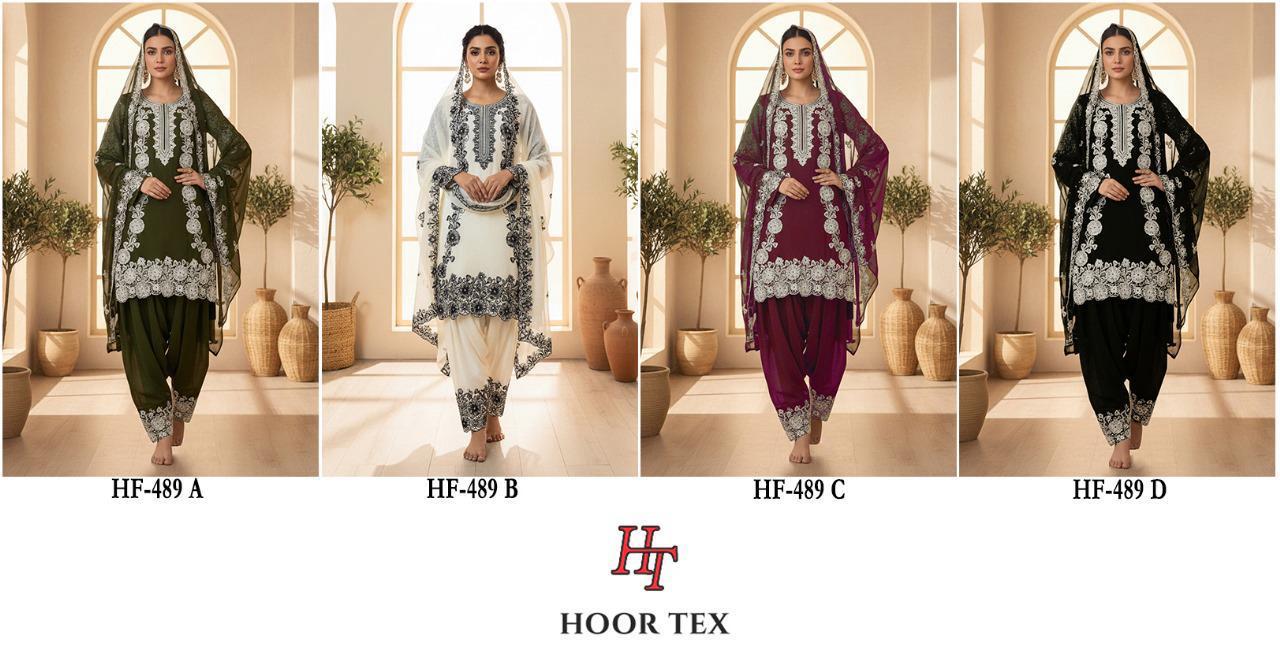 Hoor Tex 489 A To D Heavy Georgette Zarkan Worked Salwar Kameez Collection