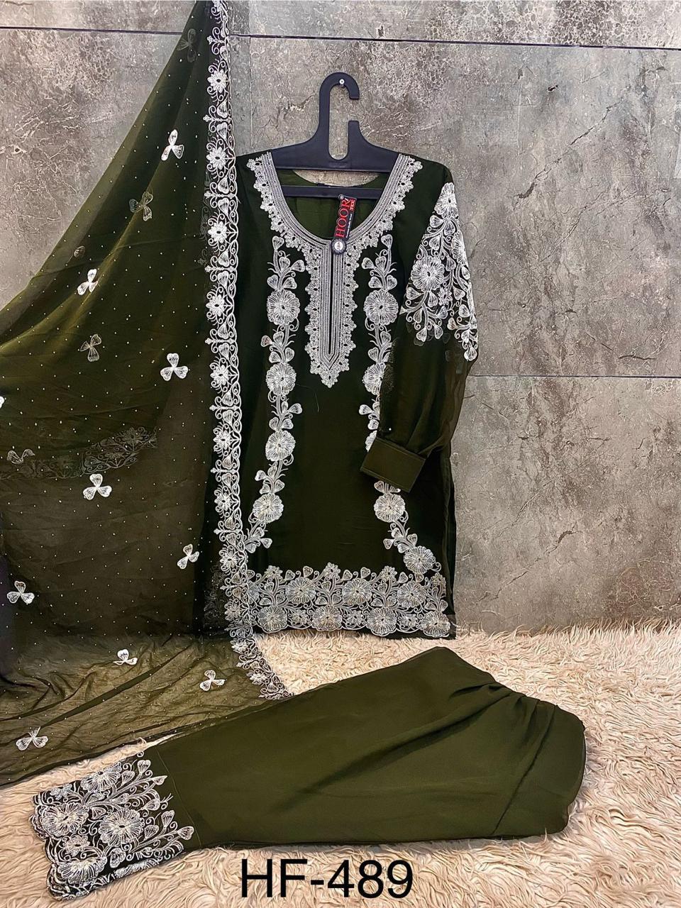 Hoor Tex 489 A To D Heavy Georgette Zarkan Worked Salwar Kameez Collection