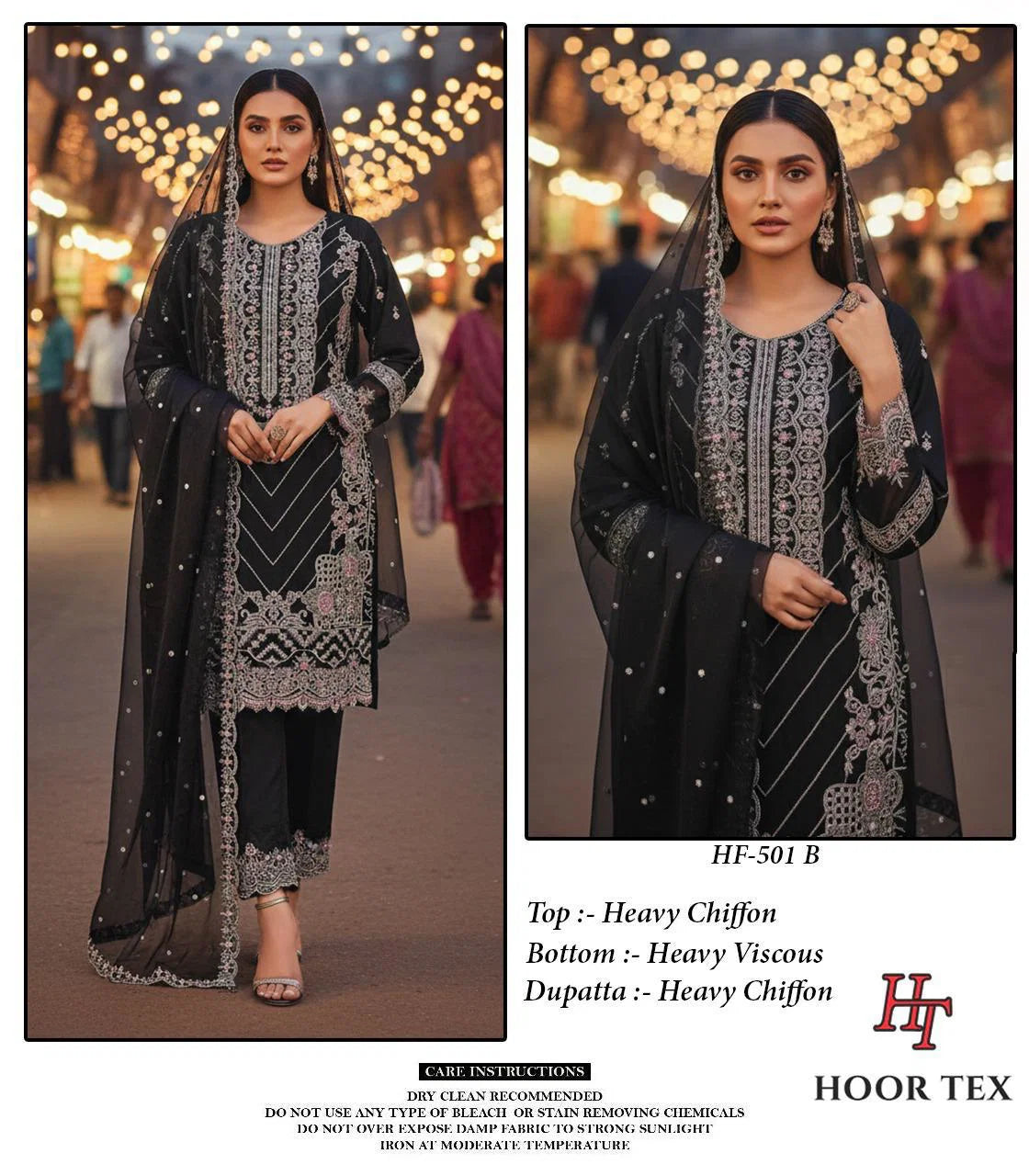 Hoor Tex 501 A To D Heavy Chiffon Pakistani Salwar Suit Collection