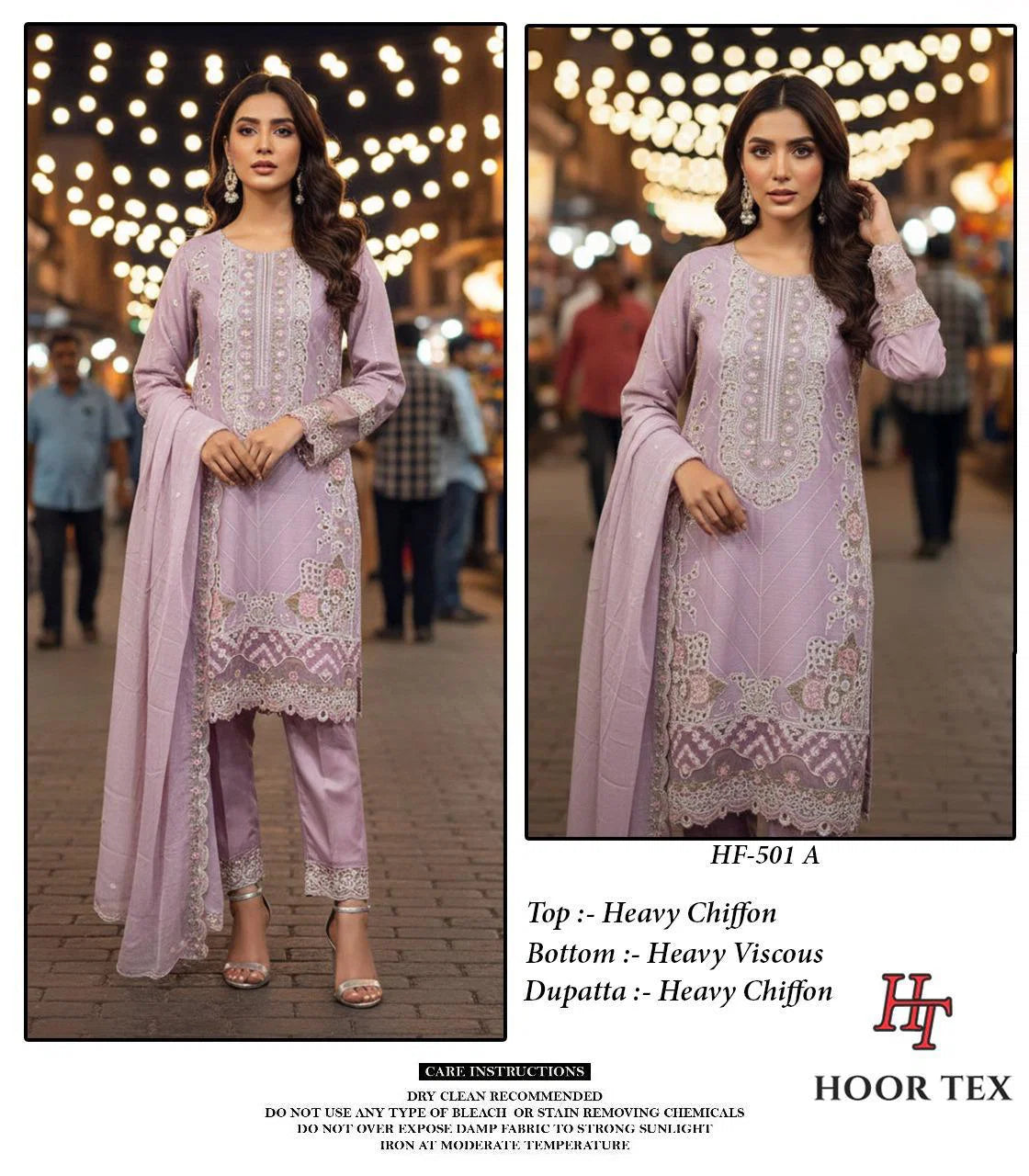 Hoor Tex 501 A To D Heavy Chiffon Pakistani Salwar Suit Collection