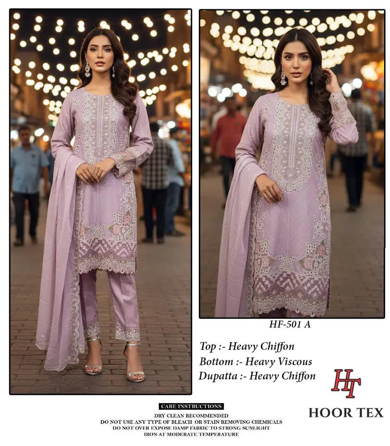 Hoor Tex 501 A To D Heavy Chiffon Pakistani Salwar Suit Collection