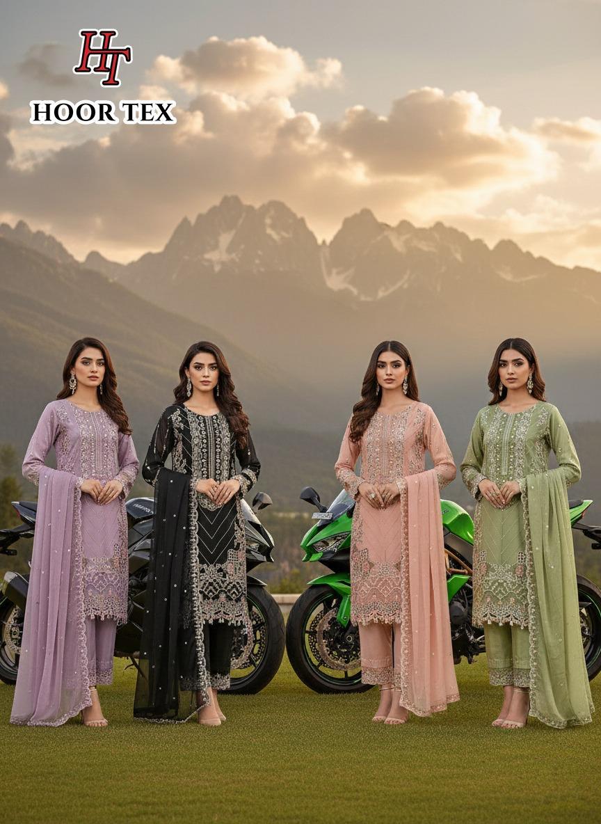 Hoor Tex 501 A To D Heavy Chiffon Pakistani Salwar Suit Collection