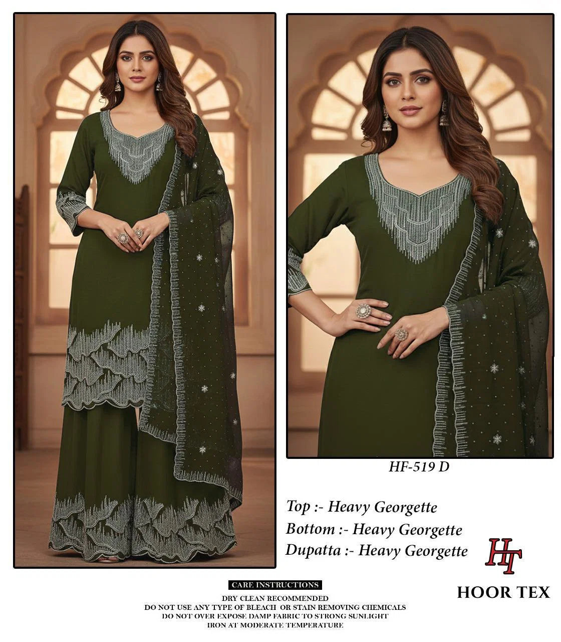 Hoor Tex 519 A To D Blooming Georgette With Zarkan Worked Salwar KameezC