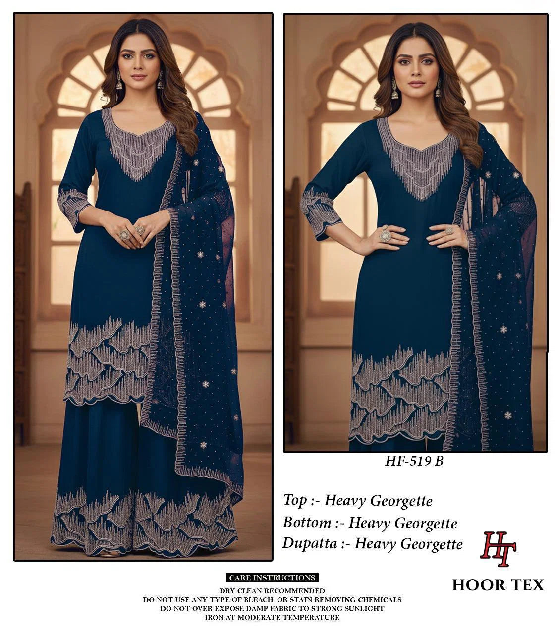 Hoor Tex 519 A To D Blooming Georgette With Zarkan Worked Salwar KameezC