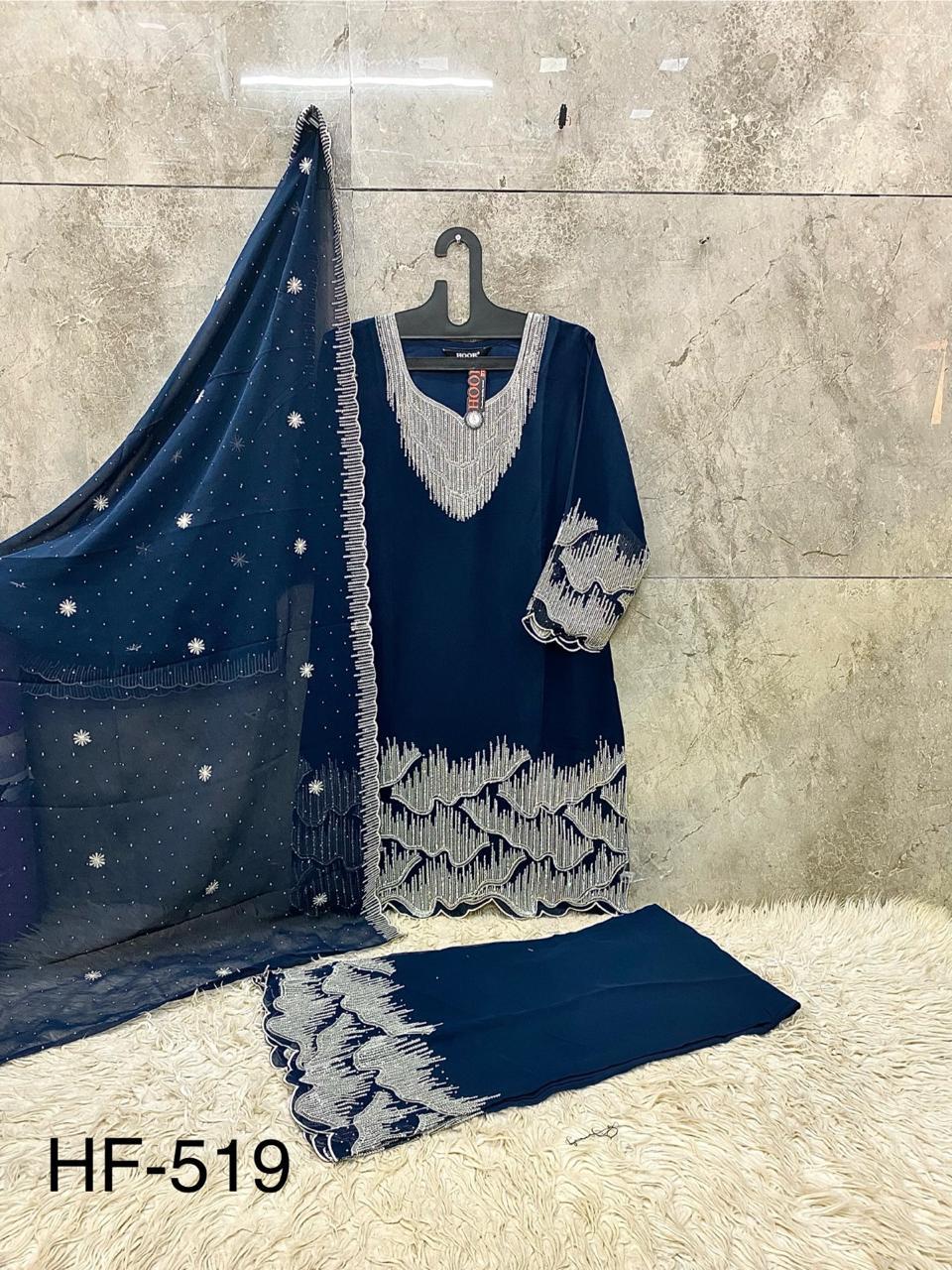 Hoor Tex 519 A To D Blooming Georgette With Zarkan Worked Salwar KameezC