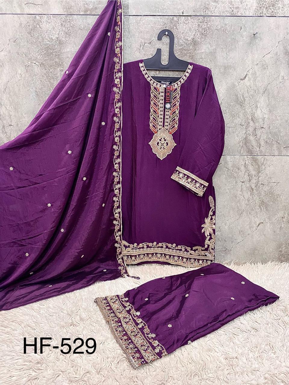 Hoor Tex 529 A To D Chinon Embroidered Salwar Kameez