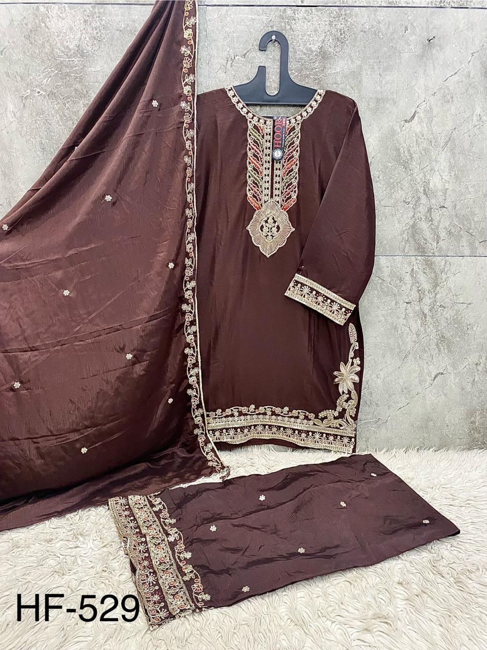 Hoor Tex 529 A To D Chinon Embroidered Salwar Kameez