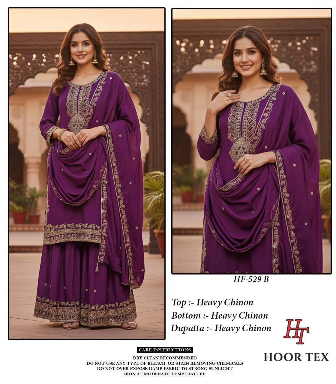 Hoor Tex 529 A To D Chinon Embroidered Salwar Kameez