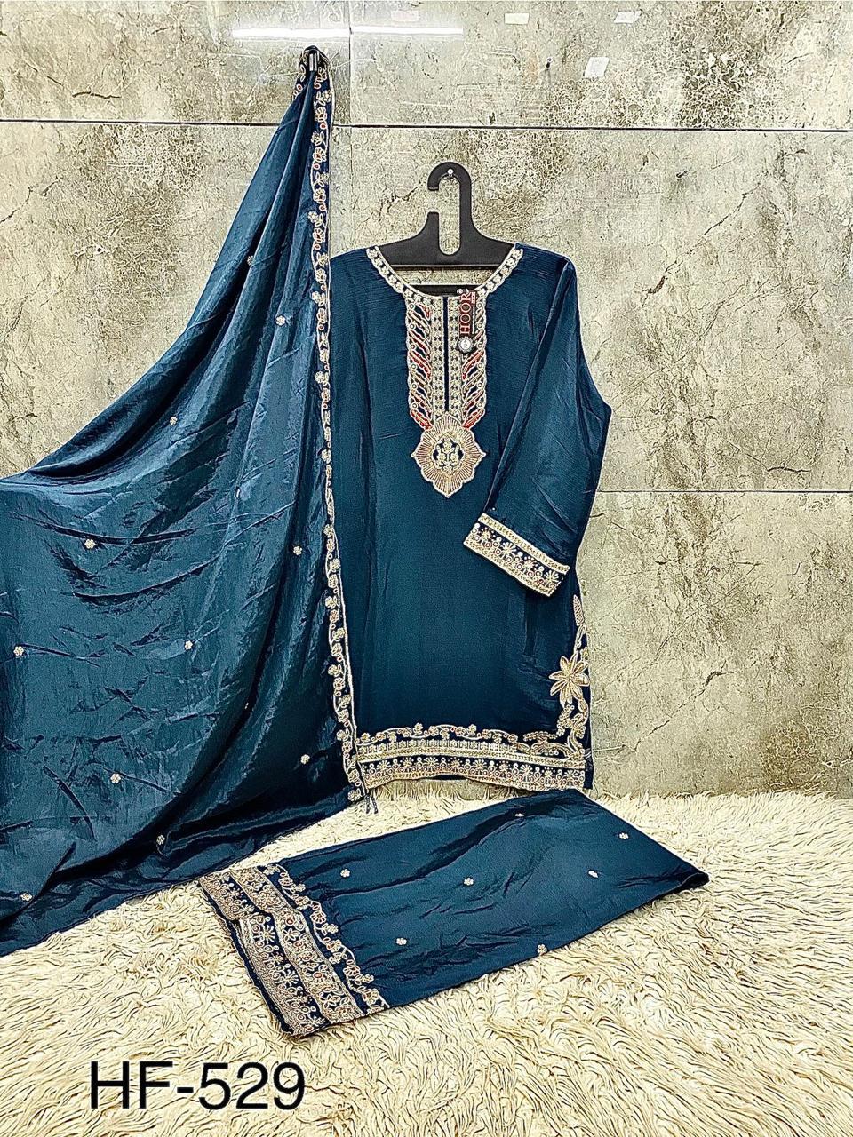 Hoor Tex 529 A To D Chinon Embroidered Salwar Kameez