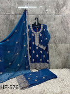 Hoor Tex 576 A To D Crunchy Embroidered Salwar Kameez