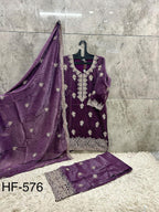 Hoor Tex 576 A To D Crunchy Embroidered Salwar Kameez